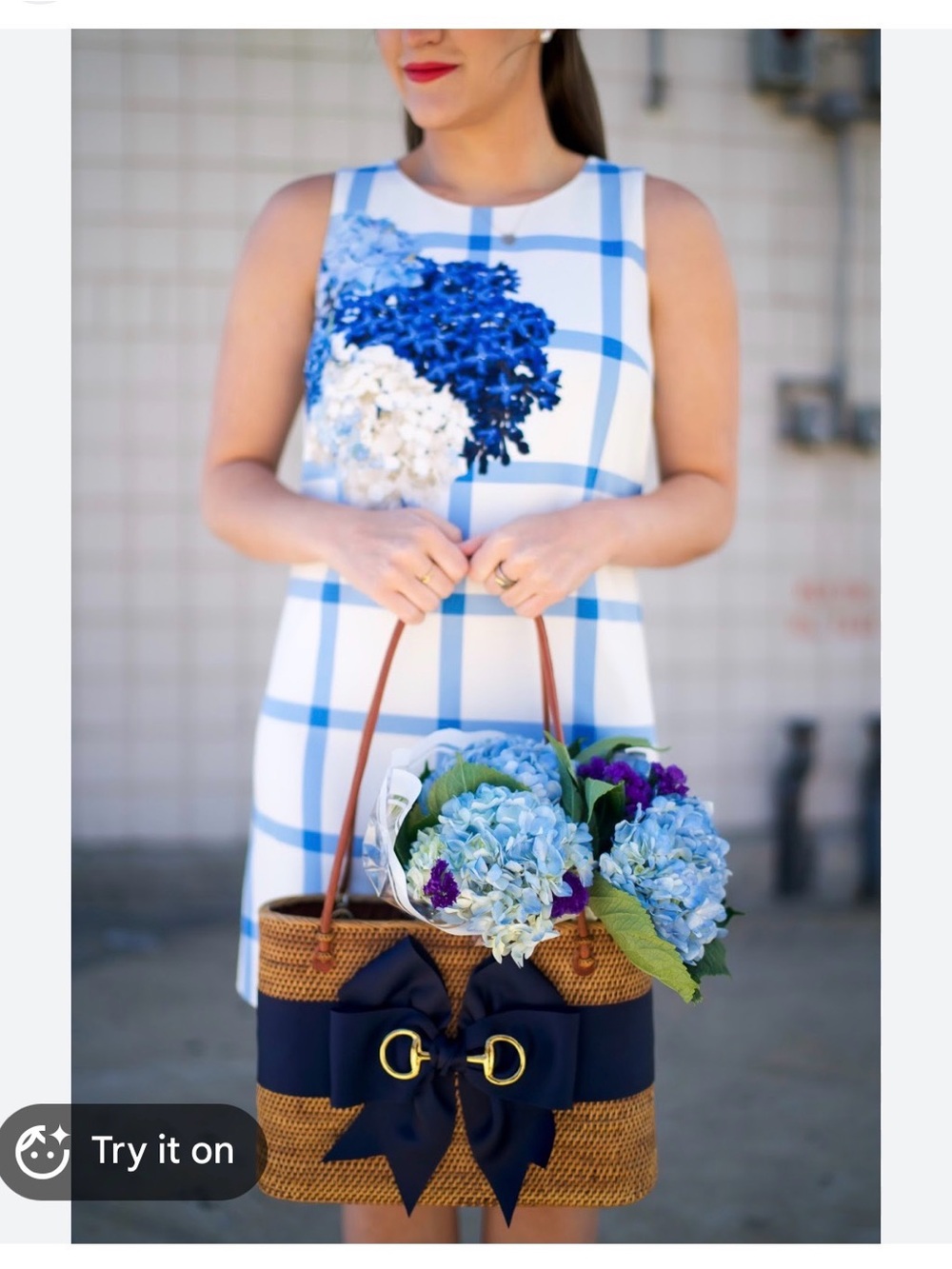 CeCe Hydrangea Print Summer Shift Dress, Sleeveless, Blue & White SIZE 12 - Picture 5 of 13